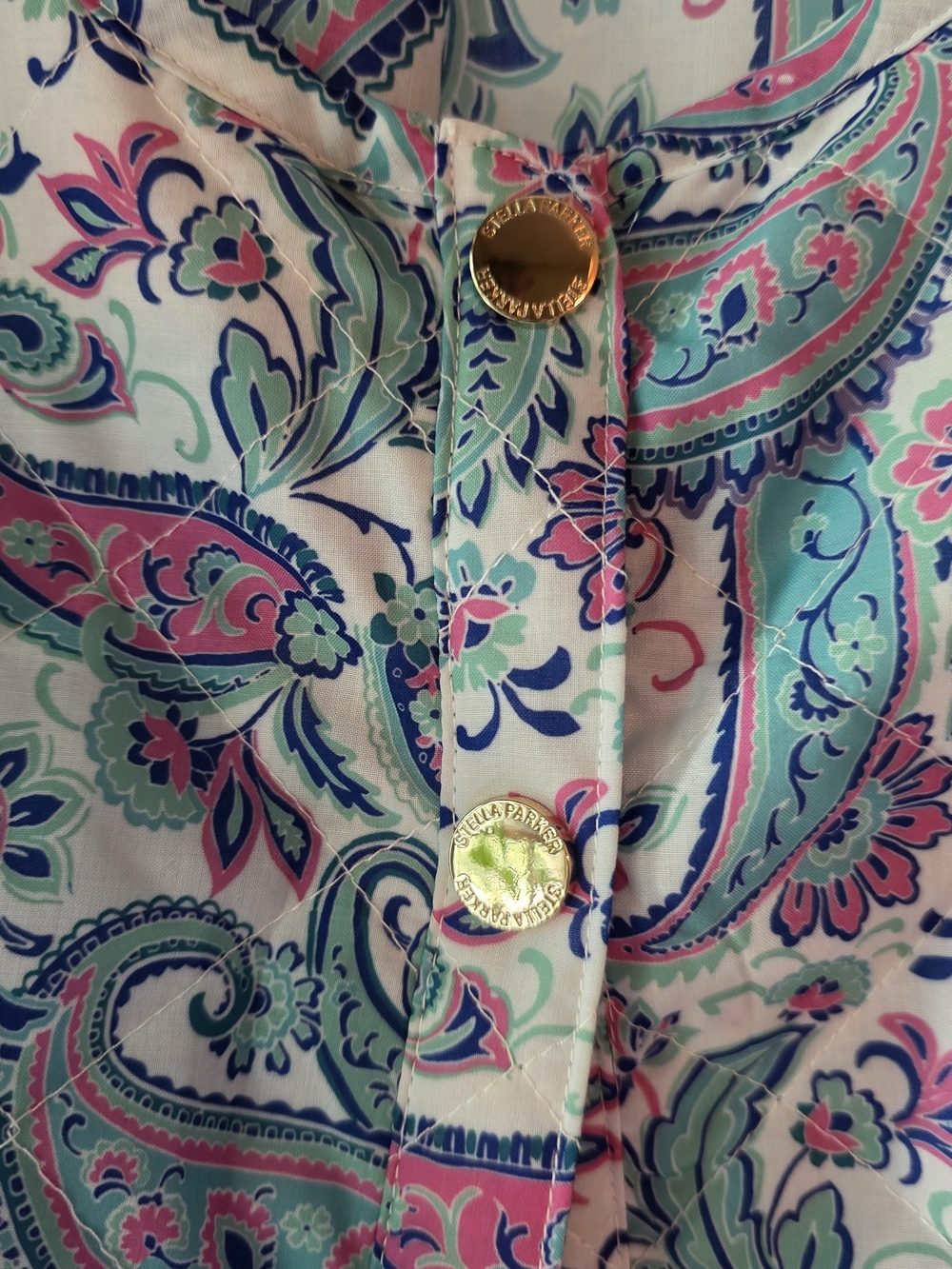 Paisley Button-Front Blazer Jacket in Teal & Pink - Picture 3 of 6